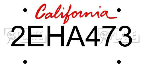 2EHA473 California License Plate