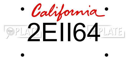 2EII64 California License Plate