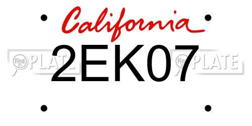 2EK07 California License Plate