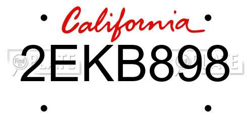 2EKB898 California License Plate