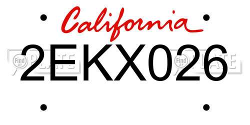 2EKX026 California License Plate