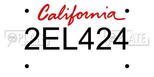 2EL424 California License Plate