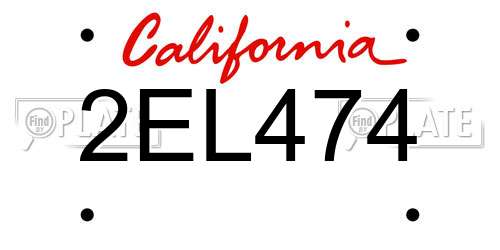2EL474 California License Plate