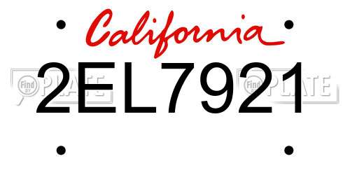 2EL7921 California License Plate