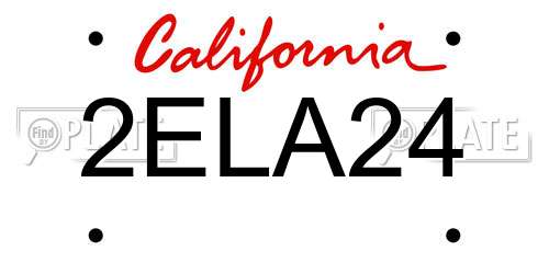 2ELA24 California License Plate