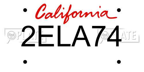 2ELA74 California License Plate