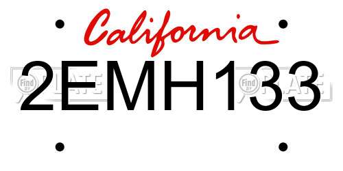 2EMH133 California License Plate