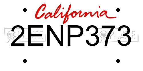 2ENP373 California License Plate