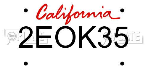 2EOK35 California License Plate