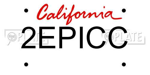 2EPICC California License Plate