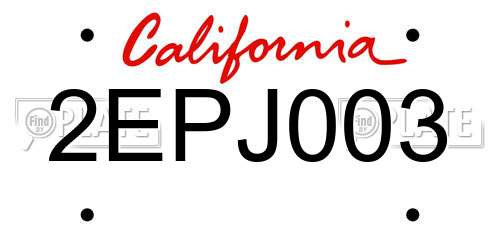 2EPJ003 California License Plate