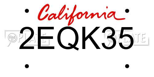 2EQK35 California License Plate