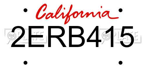 2ERB415 California License Plate