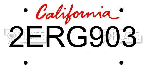 2ERG903 California License Plate