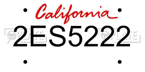 2ES5222 California License Plate