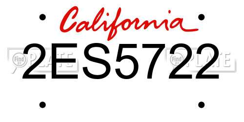 2ES5722 California License Plate