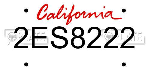 2ES8222 California License Plate