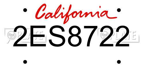 2ES8722 California License Plate