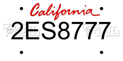 2ES8777 California License Plate