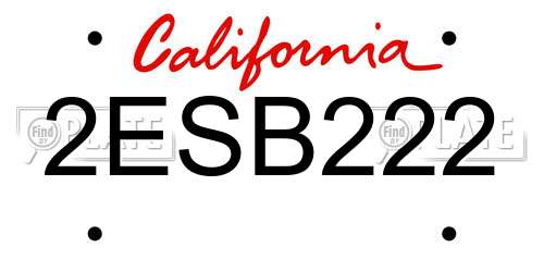 2ESB222 California License Plate