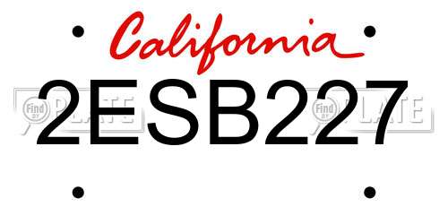 2ESB227 California License Plate