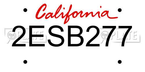 2ESB277 California License Plate