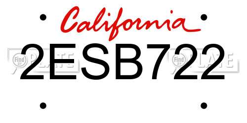 2ESB722 California License Plate