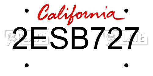 2ESB727 California License Plate