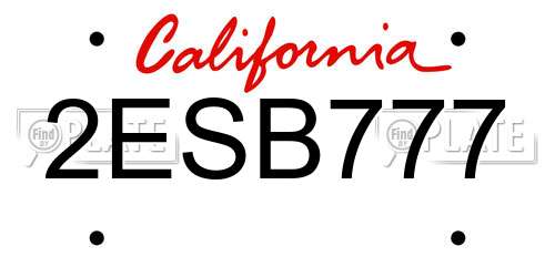 2ESB777 California License Plate