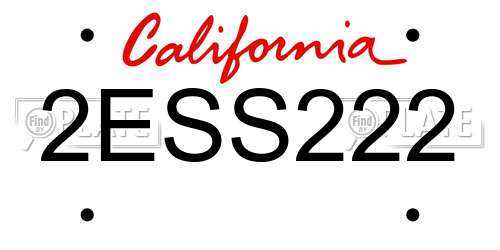 2ESS222 California License Plate
