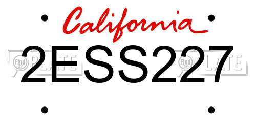 2ESS227 California License Plate