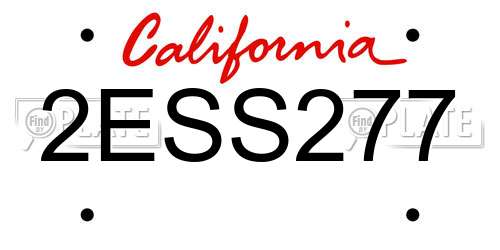 2ESS277 California License Plate