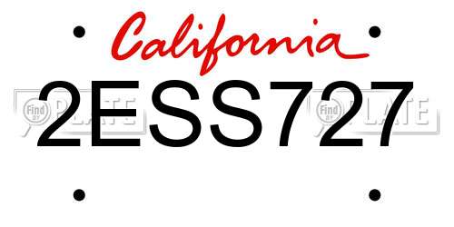 2ESS727 California License Plate
