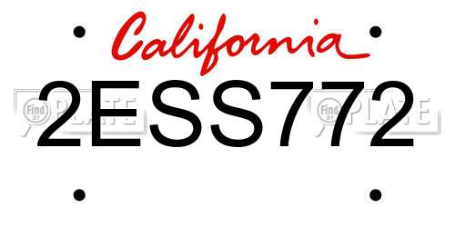 2ESS772 California License Plate