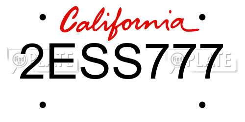 2ESS777 California License Plate