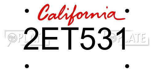 2ET531 California License Plate