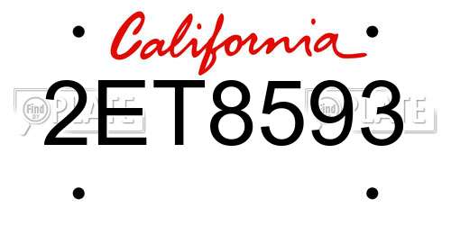 2ET8593 California License Plate