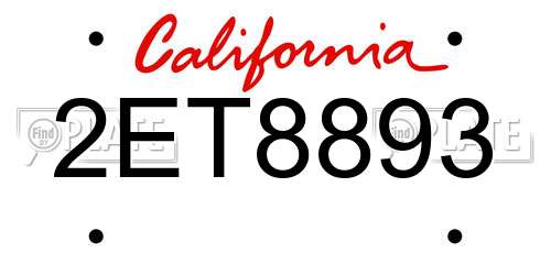 2ET8893 California License Plate