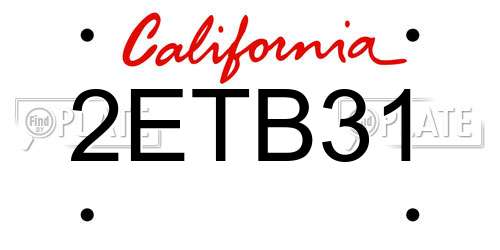 2ETB31 California License Plate