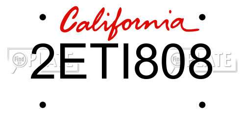 2ETI808 California License Plate