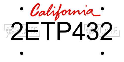 2ETP432 California License Plate