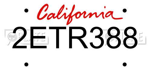 2ETR388 California License Plate