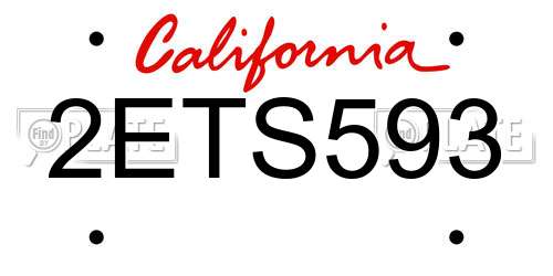 2ETS593 California License Plate