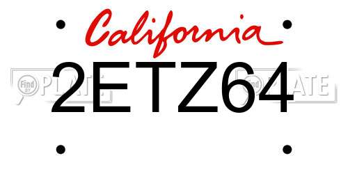 2ETZ64 California License Plate