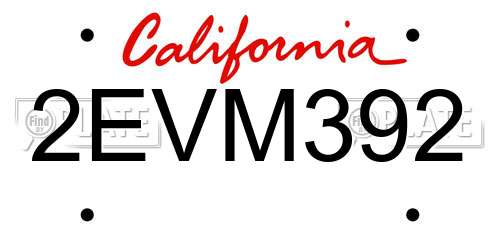 2EVM392 California License Plate