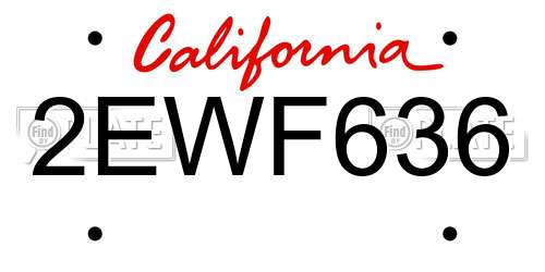 2EWF636 California License Plate