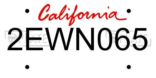 2EWN065 California License Plate