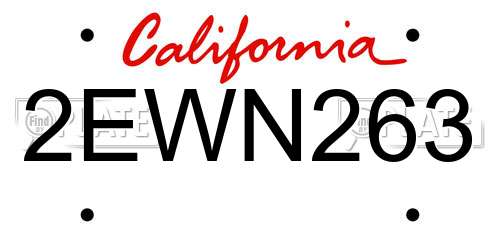 2EWN263 California License Plate