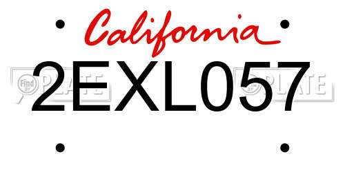 2EXL057 California License Plate