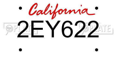 2EY622 California License Plate
